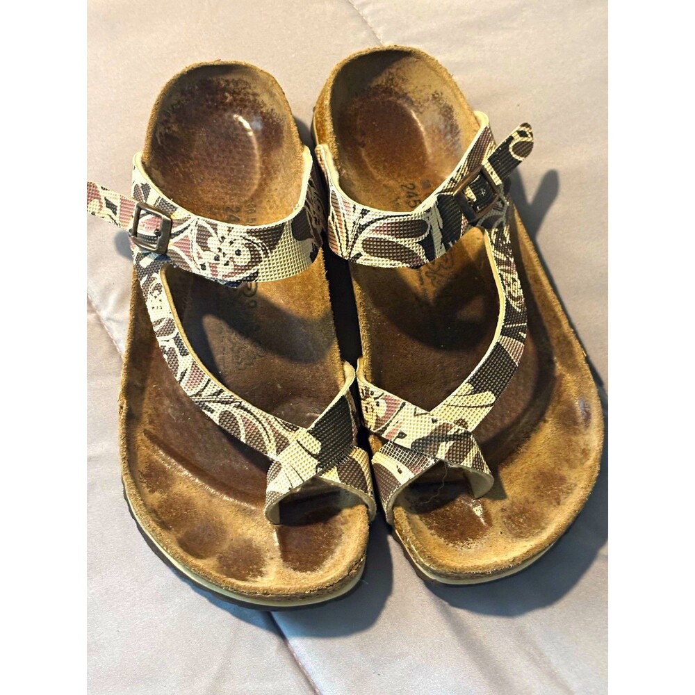 Birki's Women's Floral Strappy Sandals Buckle Closure Adjustable Strap US 7